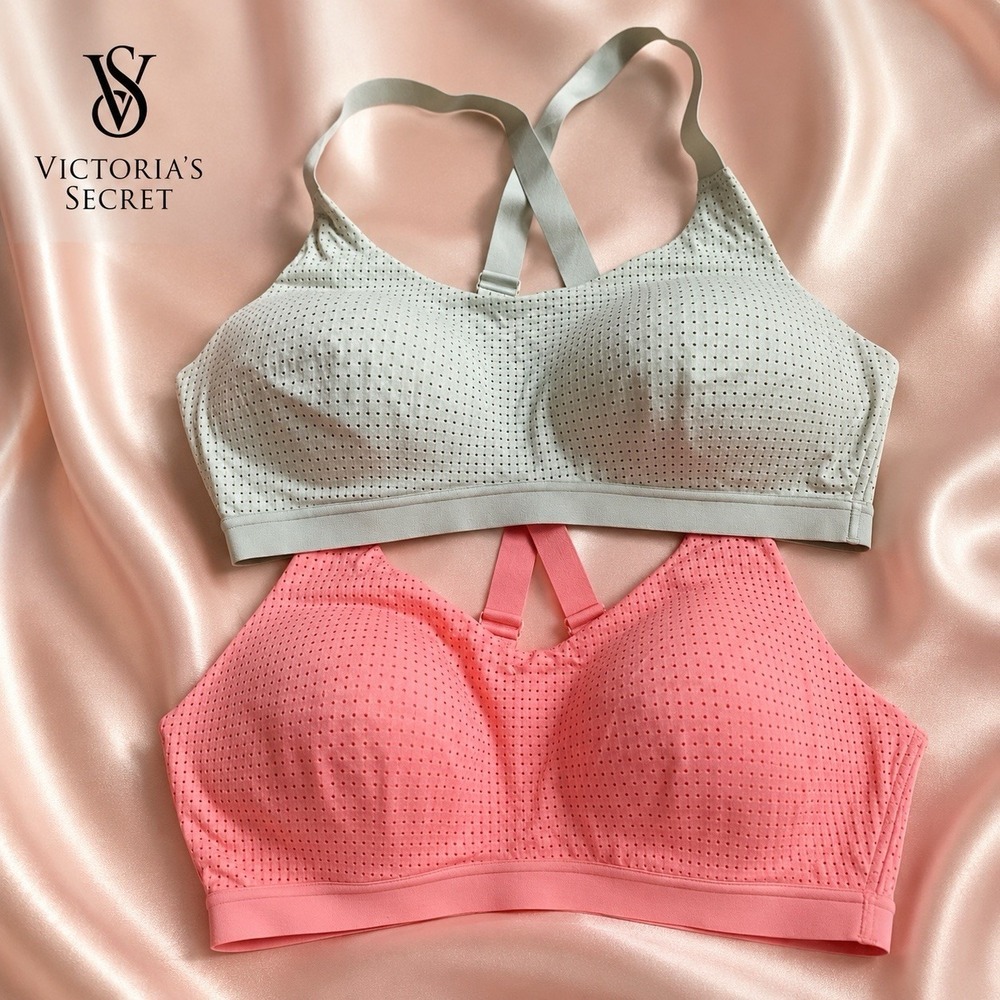 Victoria's Secret Sport Bra Lot Of 2 Pink Mint Green 38C/85 Perforated